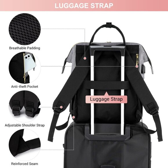 LOVEVOOK Laptop Backpack for Women, 17 Inch Waterproof Travel Backpack P… - Picture 4 of 6